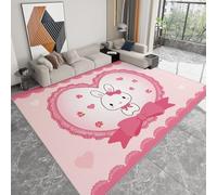 Pliable Tapis Dessin animé Lapin Romance Amusement enfantin Modèle pour Salon 160 x 230cm, Rose Rug D'éveil Lavables avec Dos Antidérapant Tapis à Poils Courts pour Salle à Manger Bureau
