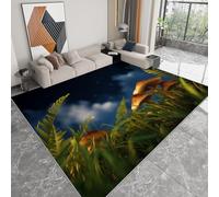 Pliable Tapis Magie Jungle Champignons Mystérieux Modèle pour Salon 80 x 120cm, Rug D'éveil Lavables avec Dos Antidérapant Tapis à Poils Courts pour Salle à Manger Bureau Filles Garçons