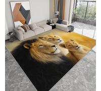 Pliable Tapis Prairie Animal Lion Modèle pour Salon 80 x 120cm, D'éveil Lavables avec Dos Antidérapant Tapis à Poils Courts pour Salle à Manger Bureau Filles Garçons