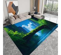 Pliable Tapis Style Anime Jungle Ville Futuriste Modèle pour Salon 140 x 200cm, Rug D'éveil Lavables avec Dos Antidérapant Tapis à Poils Courts pour Salle à Manger Bureau Filles Garçons