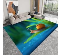 Pliable Tapis Style aventure dans la jungle escargot animal Modèle pour Salon 120 x 170cm, D'éveil Lavables avec Dos Antidérapant Tapis à Poils Courts pour Salle à Manger Bureau Filles Garçons