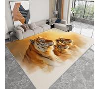 Pliable Tapis Tigre du Bengale Jungle Style de Chasse Modèle pour Salon 160 x 230cm, Rug D'éveil Lavables avec Dos Antidérapant Tapis à Poils Courts pour Salle à Manger Bureau Filles Garçons