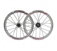 Pliant Ensemble Roues Vélo 16 Pouces Roue Bicyclette Avant Arrière Frein V 20 Trous Simple-11 Vitesses Centre Jante Double Couche Libération Rapide(Bianco)