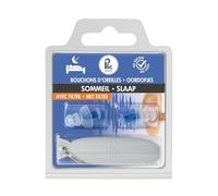 PLIC AUDIO - Bouchons d’oreilles pour dormir - Contre les Ronflements - Atténuation 18dB - Protection Auditive Ultra Confortable - 2+1 Corolles et Double Filtre - Hypoallergéniques et Réutilisables