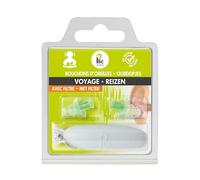 PLIC AUDIO - Bouchons d’Oreilles Transport/Voyage/Bruit ambiant - Atténuation 18dB - Protection Auditive Ultra Confortable - 2+1 Corolles et Double Filtre - Hypoallergéniques et Réutilisables