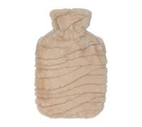 PLIC - Bouillotte à Eau Chaude 2L avec Housse Tricotée Fausse Fourrure, Ultra-Douce et Réconfortante, Soulagement Naturel des Douleurs, Sécurité Anti-Fuite (Norme BS1970:2012) - Beige