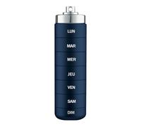 PLIC Pilulier Métal Design Boîte à Pilules Nomade pour Personnes Actives, Idéal pour Vitamines, Compléments Alimentaires & Gummies, Aluminium Robuste et Modulable (Bleu Marine)