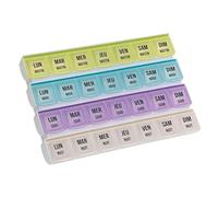Plic - Pilulier Plateau Hebdomadaire et Journalier- Pratique et Modulable - 7 jours - matin, midi, soir, nuit - 24 Compartiments - Organisateur pour Médicaments, Pilules et Vitamines