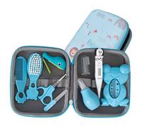 PLIC - Trousse de Soin Bébé 9 Accessoires - Kit Hygiène Complet Compact avec Thermomètre - Bleu