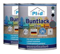 Plid® Laque Bois 1,5L Gris Anthracite - Peinture vernis 2en1 - Couvrante, sans Odeur - Extérieur & Intérieur - Résistant aux Intempéries - Idéal pour Portes, Fenêtres, Volets, Meubles de jardin