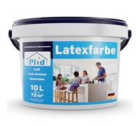 Plid Peinture au Latex 10L Blanc Satin - Peinture intérieure mur & plafond, haute couvrance, lavable et résistante, pour cuisine, salle de bain & couloir - env. 60m²