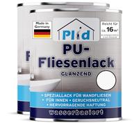 Plid® Peinture Carrelage Salle de Bain & Cuisine - Blanc Brillant 1,5 L - Résistant à l'humidité - Peindre & Vernir Carrelage Intérieur/Lavable - Séchage Rapide - Idéal Rénovation Douche, Cuisine -