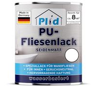 Plid® Peinture Carrelage Salle de Bain & Cuisine - Blanc Satiné 0,75 L - Résistant à l'humidité - Peindre & Vernir Carrelage Intérieur/Lavable - Séchage Rapide - Rénovation Salle de Bain, Cuisine -