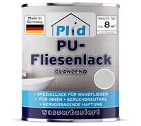 Plid® Peinture Carrelage Salle de Bain & Cuisine - Gris Clair Brillant 0,75 L - Résistant à l'humidité - Peindre & Vernir Carrelage Intérieur/Lavable - Séchage Rapide - Idéal Cuisine, Douche -