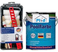 plid® Peinture de qualité supérieure pour piscine - Peinture sous-marine - Revêtement de piscine - Peinture béton imperméable - Bleu satiné - 2,5 l - Kit de peinture