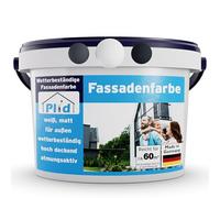Plid® Peinture pour Façades, Blanc mat 10L [Multi-Supports] Crépis, Briques, Ciment, Enduit - Intérieur & Extérieur/Résistante aux Intempéries et aux UV, Haute couvrance, Réspirante