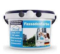 Plid® Peinture pour Façades, Blanc mat 5L [Multi-Supports] Crépis, Briques, Ciment, Enduit - Intérieur & Extérieur/Résistante aux Intempéries et aux UV, Haute couvrance, Réspirante