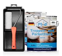Plid® Vernis transparent satiné pour parquet - Convient pour sceller les sols en liège, parquets et sols en bois, escaliers en bois et meubles en intérieur - Résistant aux chocs - Résistant aux chocs