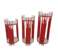PliéDestal D'ArrièRe-Plan De FêTe 3 PièCes,Plinthe, Cylindre De Table, Porte-GâTeau, Table à Dessert De Mariage, Ensemble De Colonnes DéCoratives,Rouge,3 Piece Set