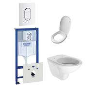 Plieger Brussel New WC suspendu à fond creux blanc avec réservoir encastrable, abattant et plaque de commande verticale blanc 0190660/0729205/0729242/sw3991/