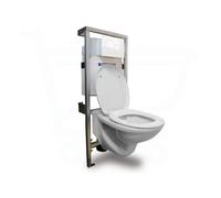 Plieger brussel set de toilettes incluant réservoir encastré et abattant de WC plaque de commande Geberit Sigma 01 blanche 0190660/4345102/0701131/0700518/