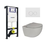 Plieger Zano Ensemble WC - réservoir encastré UP320 - WC suspendu - sans bride - abattant slim - softclose - plaque de commande blanche - rond - blanc SW1381697/SW398361/SW706186