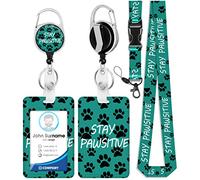 Plifal Porte-badge d'identification avec cordon et enrouleur rétractable avec clip de ceinture, porte-clés amusant en forme de patte de chien pour homme et femme (citation inspirante)