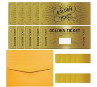 PLIGREAT 10 Pack Gold Ticket avec enveloppes Cartes à gratter Double impression Surprise Cadeau Révéler Écrire votre propre carte Billets à gratter pour l’anniversaire Fournitures de fête de petite