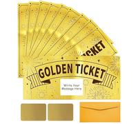 PLIGREAT 10 paquet de Cartes à Gratter Golden Ticket avec Enveloppes Motif Feux D'Artifice Créez Vos Propres Cartes Surprises Billets à Gratter avec Autocollants pour Bon D'Anniversaire Tombola