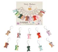PLIGREAT 10 Pcs Dinosaure Marqueurs De Point Coloré Mignon Résine Crochet Marqueur De Point Avec Fermoir Mousqueton Amovible Pour Tissage Couture Quilting Diy Bijoux Accessoire