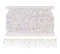 PLIGREAT 10 verges plissé blanc mousseline de soie dentelle garniture large double couche volant garniture avec paillettes dorées garnitures tissu broderie dentelle pour coudre robe de mariée vêtement