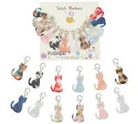 PLIGREAT 12 Couleurs Acrylique Chat Point Marqueur Ensemble Mignon Cadeaux De Noël Fermoir Amovible Fermoir Verrouillage Point Marqueur pour Tissage Couture Accessoires Bricolage Fabrication De Bijoux