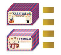 PLIGREAT 120 carte à Gratter Sur le Thème du Cirque Cartes à Gratter Tout le Monde Vient avec Autocollants à Faire Soi Même Certificats Cadeaux Vierges Cartes de Fête pour Jeux de Groupe Anniversaire