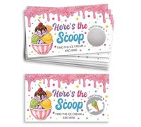 PLIGREAT 120 jeu de Cartes à Gratter Mignonnes Billets à Gratter Sur le Thème des Glaces Loterie Tombola pour Anniversaire Enterrement de Vie de Jeune Fille Mariage Entreprise Kermesse Récompense