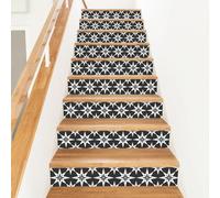 PLIGREAT 15 Bande Adhésive à Motif D'Étoile pour Contremarches D'Escalier Stickers Adhésifs pour Escaliers 18x100cm Style Bohème pour la Décoration de Maisons et D'Hôtels