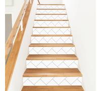 PLIGREAT 15 Bande Adhésive Blanche pour Contremarches D'Escalier Stickers Adhésifs pour Escaliers 18x100cm Vinyle Autocollant Style Moderne Décoration Murale pour Escaliers Maison Ou Hôtel.