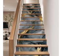 PLIGREAT 15 Bande Adhésive pour Contremarches D'Escalier Effet Marbre Gris Stickers Adhésifs pour Escaliers 18x100cm Vinyle Autocollant Décoration Murale Moderne pour Escaliers Maison Ou Hôtel.