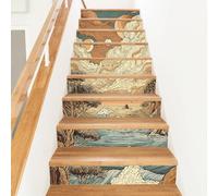 PLIGREAT 15 Bande D'Autocollants pour Contremarches D'Escalier Style Bohème Stickers Adhésifs pour Escaliers 18x100cm Vinyle Autocollant pour la Décoration de la Maison Ou de L'Hôtel