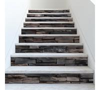 PLIGREAT 15 bandes Vintage Brick Stair Decals, Peel and Stick Stair Riser Stickers Shabby Brick Style Murals Decor for steps 18x100cm Self-adhesive Vinyle Sther Riser Decals for Home Hotel Decor