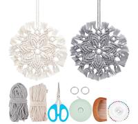 PLIGREAT 2 ensemble de Kit de Flocons de Neige en Macramé à Faire Soi Même Ornements de Noël en Macramé en Forme de Flocon de Neige pour la Maison la Fête de Mariage la Décoration D'Arbre de Noël