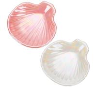 PLIGREAT 2 Repose-Cuillère Coquillage en Céramique 11 cm - Porte-Ustensiles de Cuisine Blanc et Rose pour Plaque de Cuisson, Comptoir