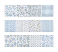 PLIGREAT 24 feuille de Papier de Scrapbooking à Motif D'Hortensia Papier Spécial à Fleurs Bleu Clair Papier Décoratif Double Face pour la Fabrication de Cartes de Fonds de Bricolage 30x30cm