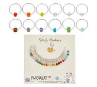 PLIGREAT 24 Pcs Arc-en-ciel Verre Rocail Perles Marqueurs De Point Mignon Perles Doux Point Anneau Marqueurs pour Tissage Couture Accessoires Tricot Artisanat Bricolage Charmes Fabrication De Bijoux