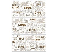 PLIGREAT 3 feuille D'Autocollants de Transfert à Frotter avec Mots D'Amour pour L'Artisanat Police D'Amour Mignonne Autocollants UV DTF à Frotter Imperméables pour Meubles Armoires Commodes Décor