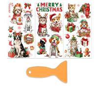 PLIGREAT 3 feuille de Décalcomanies de Noël pour Travaux Manuels Autocollants de Transfert de Meubles Motif Chien et Chat Mignons Décalcomanies UV Imperméables pour Meubles Armoires Commodes