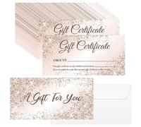 PLIGREAT 40 ensemble de Certificats Cadeaux Vierges Or Rose Cartes Cadeaux Vierges avec Enveloppes pour Salons de Beauté et Commerces - Carte Cadeau pour les Fêtes 17 x 8 5cm
