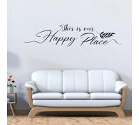 PLIGREAT Autocollants Muraux avec Citation de Décoration Familiale Autocollants Muraux à Décoller et à Coller Ceci Est Notre Endroit Heureux Dictons Chaleureux Art Mural pour Chambre à Coucher Salon