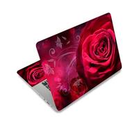 PLIGREAT Autocollants pour Ordinateur Portable 15 Pouce à Motif de Roses Rouges Découpables Taille Universelle Compatibles avec Les Ordinateurs Portables Protection en Vinyle Amovible