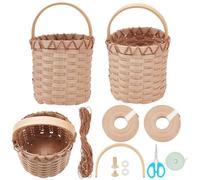 PLIGREAT Basket Weaving Kit Kits d’artisanat traditionnels Kit de fabrication de paniers en bobine pour débutants Adult DIY Crafts Paper Rotin Weaveing Basket Kit Petit panier rond avec poignée