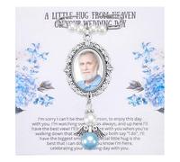 PLIGREAT Breloque « Quelque Chose de Bleu » pour Bouquet de Mariée Breloque Photo pour Bouquet de Mariage Pendentif Ailes D'Ange Souvenir Cadeau de Fête Prénuptiale de la Part de Maman et Sœur